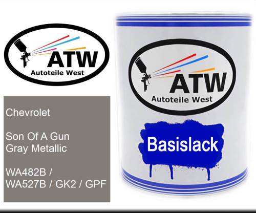 Chevrolet, Son Of A Gun Gray Metallic, WA482B / WA527B / GK2 / GPF: 1L Lackdose, von ATW Autoteile West.